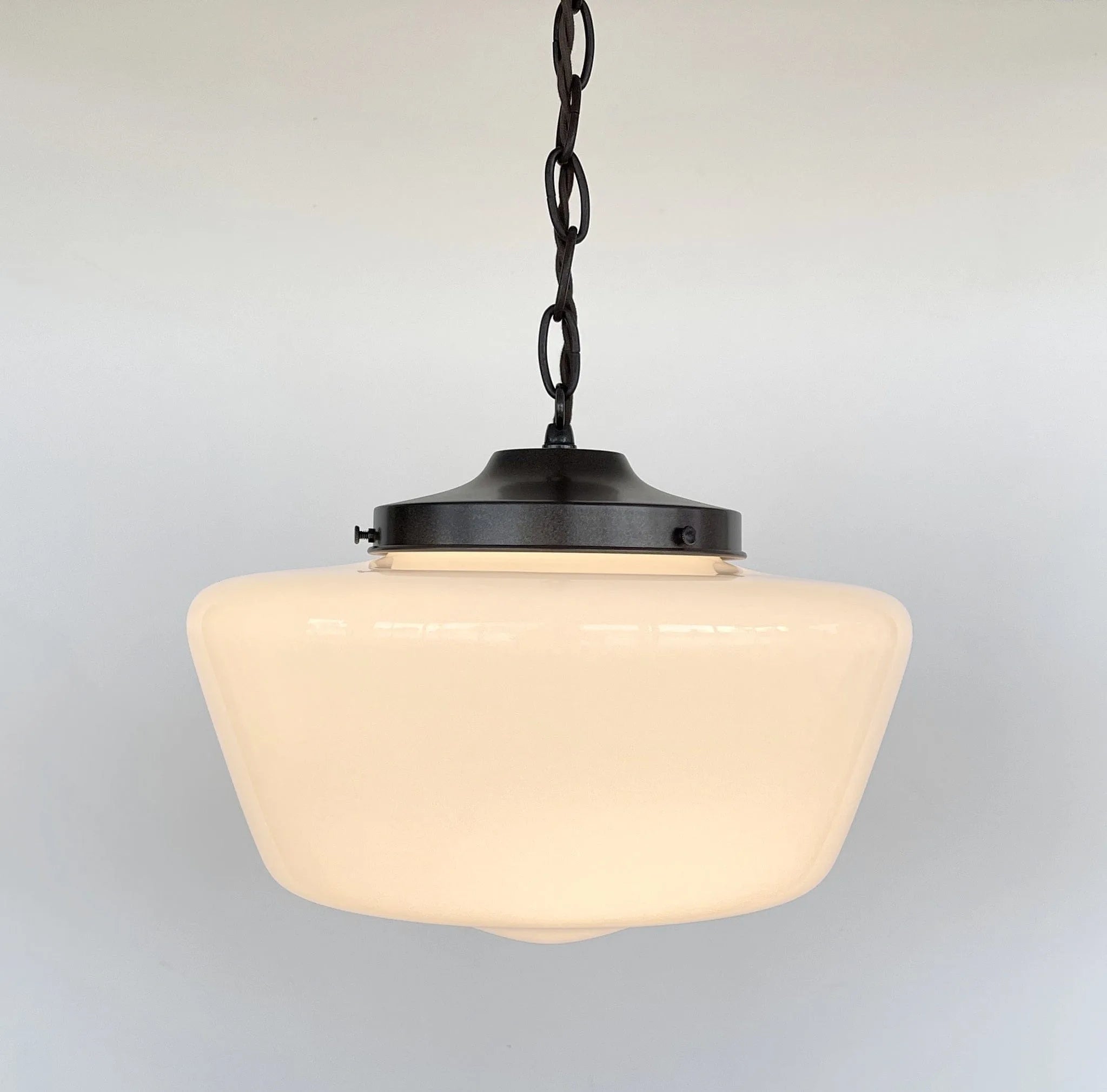 Large Antique Milk Glass Pendant Light