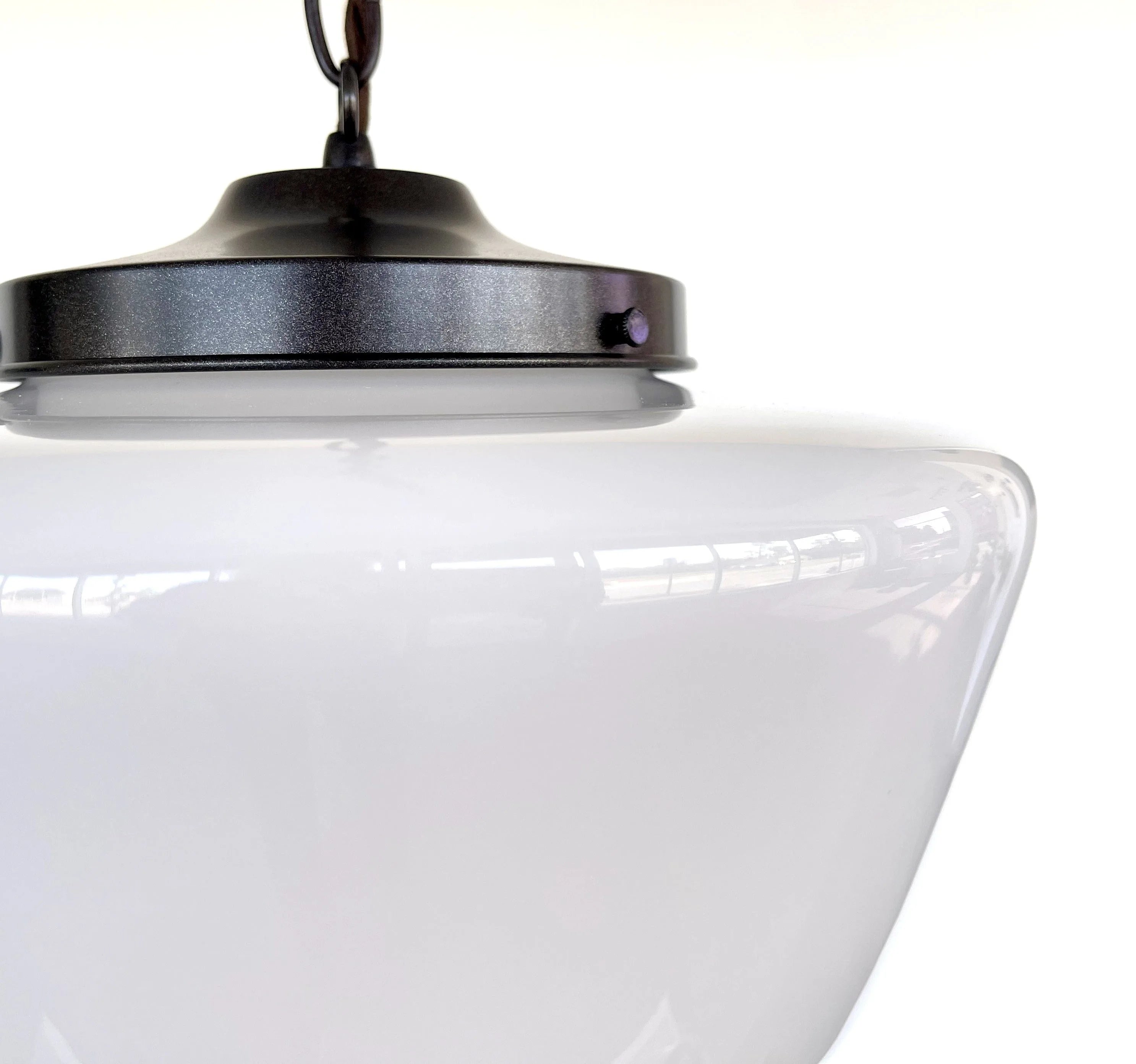 Large Antique Milk Glass Pendant Light