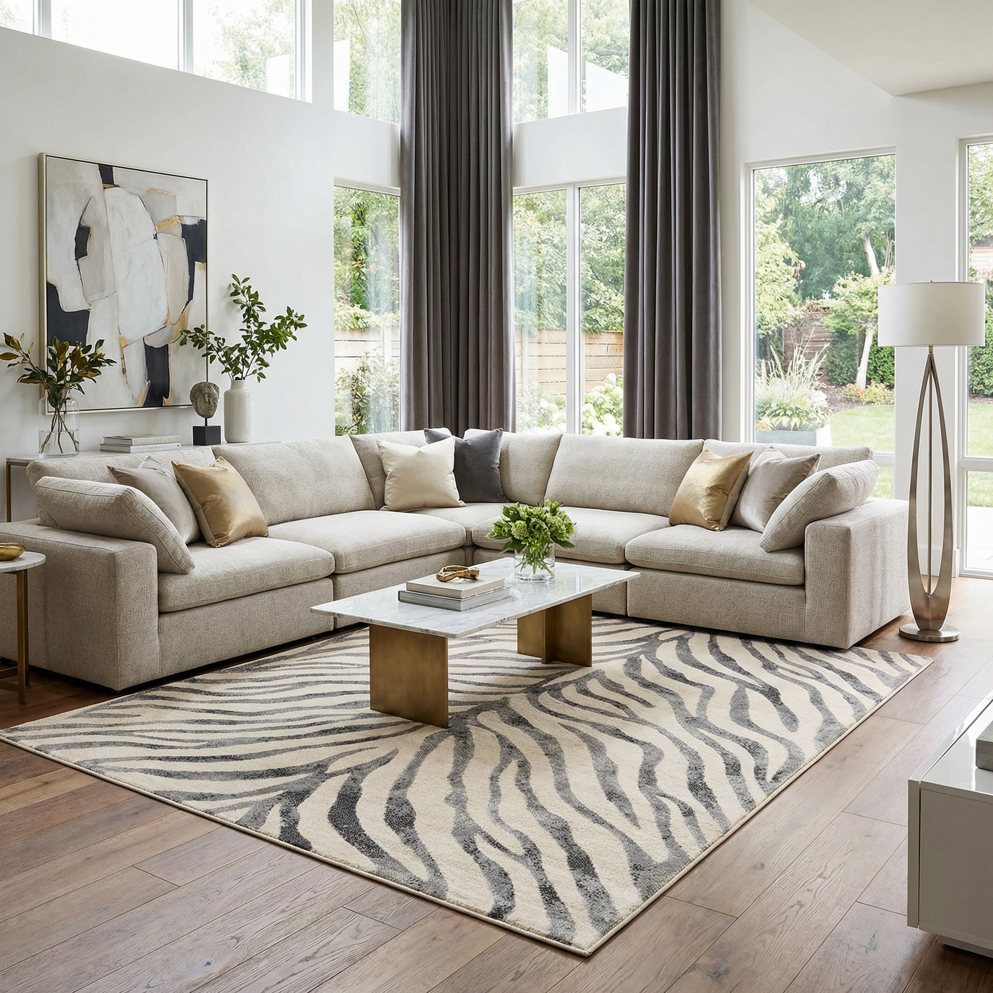 Ecorse Zebra Print Area Rug